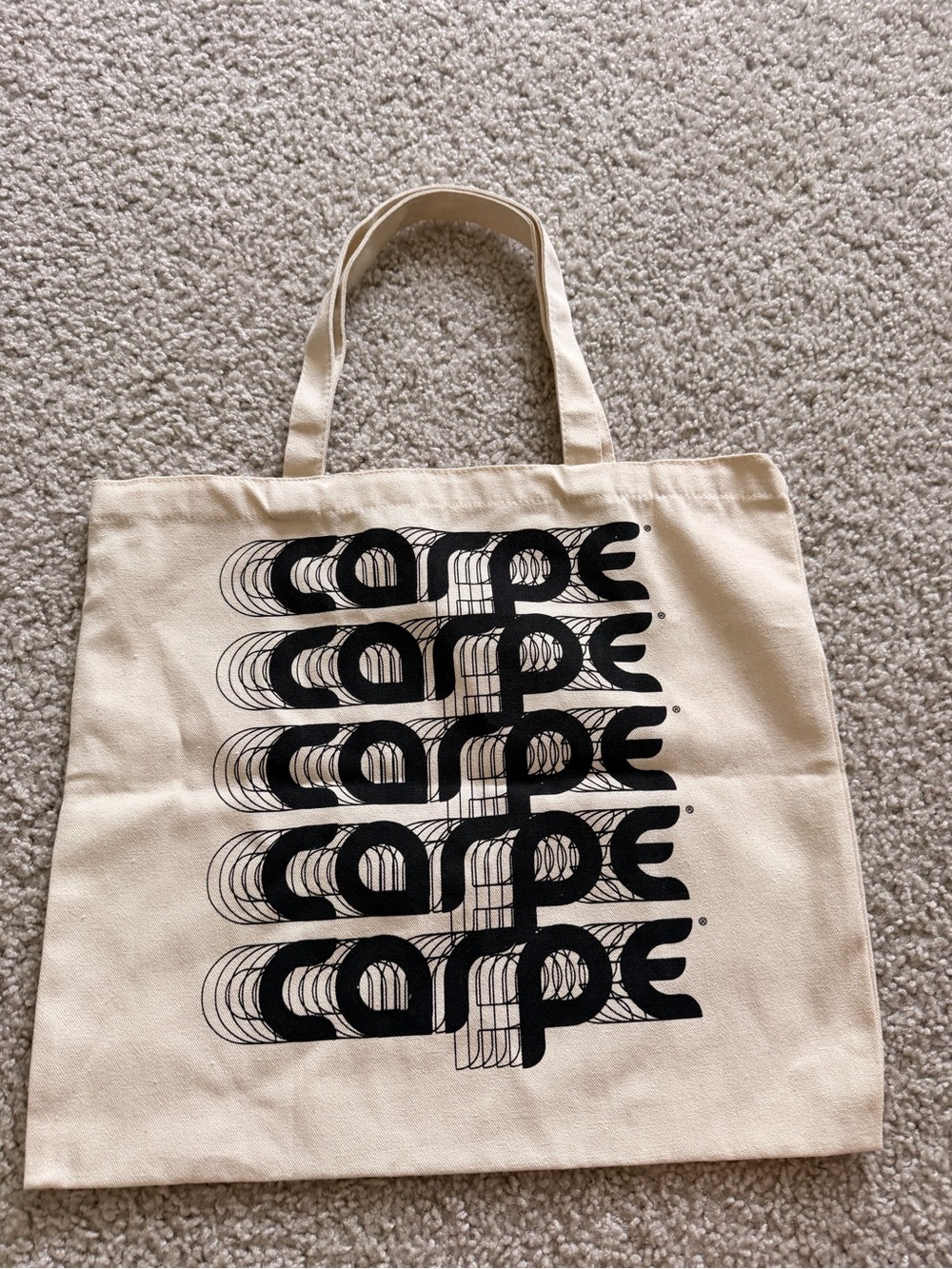 Canvas Tote Bag with Black 'Carpe' Graphic - Unbranded